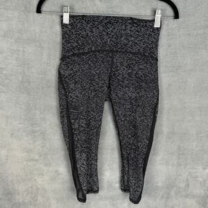 Lululemon Leggings Womens 4 Black Soundwave Train Times Crop Mesh Sporty Gym